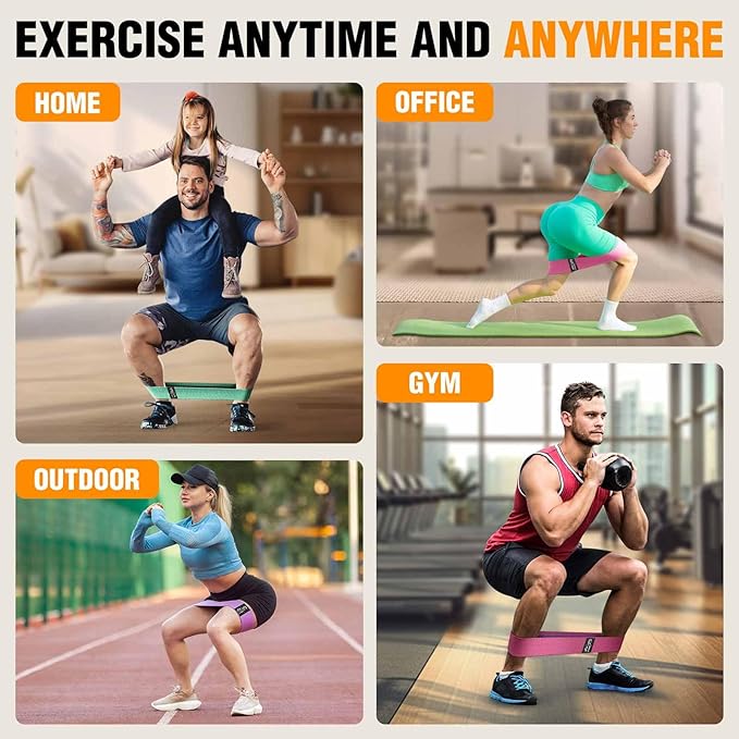 Fabric Resistance Bands for Working Out - Exercise Bands for Women and Men, Booty Bands for Legs