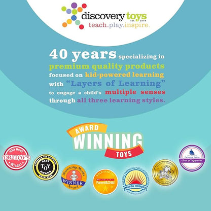 Discovery Toys Sky Spin Flying Aerial Disc Launcher | 2 Large Wings Kid-Powered Learning | STEM Toy