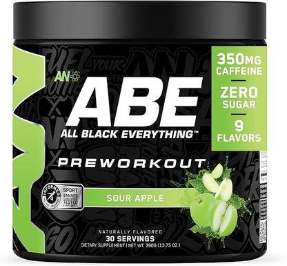 All Black Everything Pre Workout Powder | 30 Servings | Sour Apple | 350mg Caffeine | Nootropic