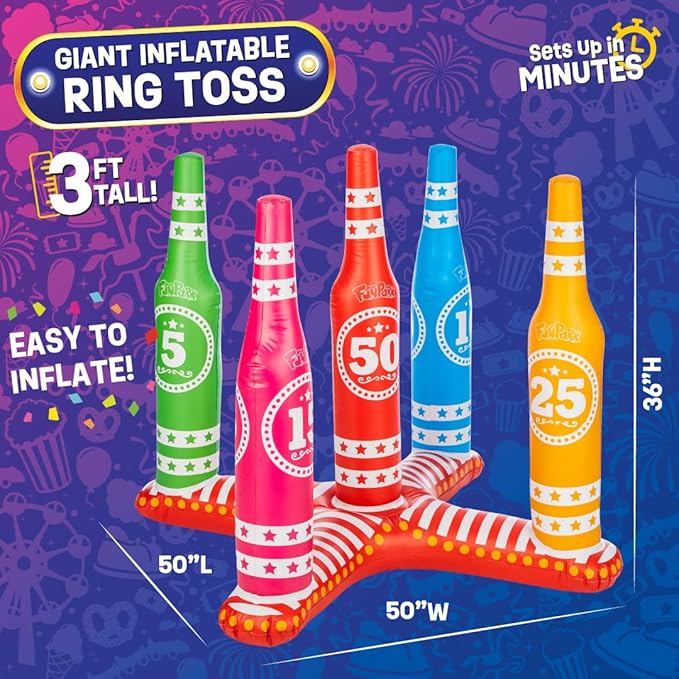 Flybar FunPark Ring Toss Game for Kids and Family, 3 Feet Tall, Includes 5 Colorful Rings