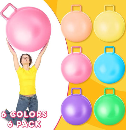Lewtemi 6 Pcs Hopper Ball Carnival Outdoor Games 29 Inch Jumping Hopping Inflatable Ball Bouncing