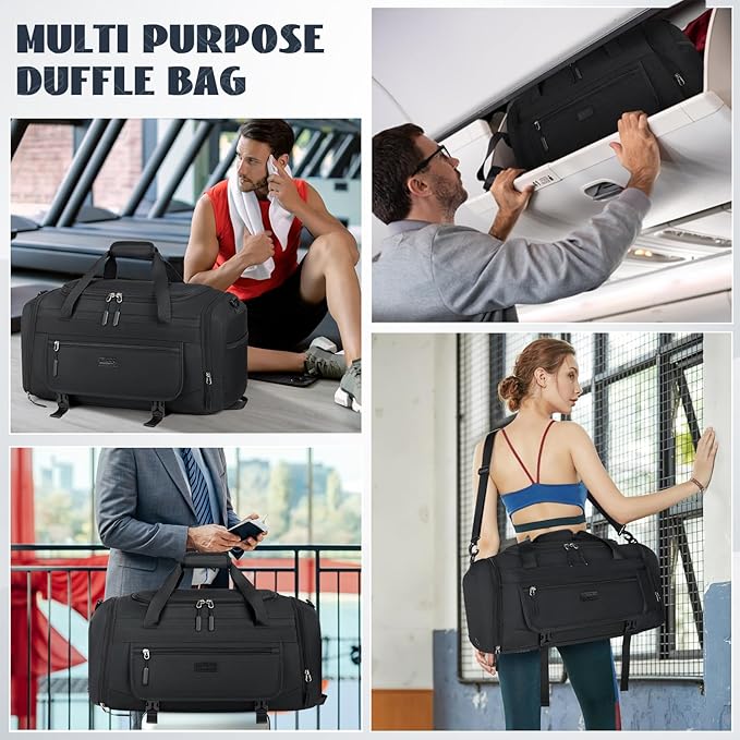 IGOLUMON Gym Bag for Men 55L Sports Duffel Bags Gym Duffle Bag Women with Shoe Compartment & Wet