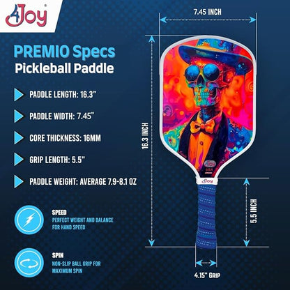 4Joy Pickleball Paddle Premio Series - Thermoformed Premium T700 Carbon Fiber Pickleball Paddless
