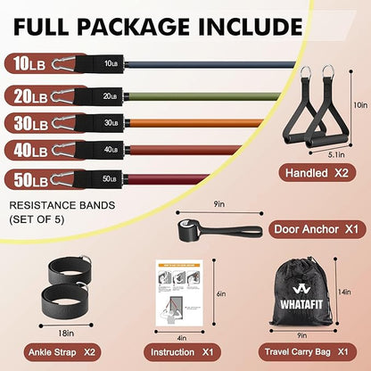 WHATAFIT Resistance Bands, Exercise Bands，Resistance Bands for Working Out, Work Out Bands with