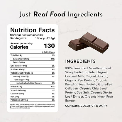 Chocolate Protein Powder ??30-Serving Blend with 100% Grass-Fed Whey & Organic Plant Proteins