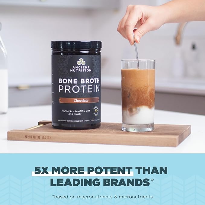 Ancient Nutrition Protein Powder Made from Real Bone Broth, Chocolate, 20g Protein Per Serving, 20
