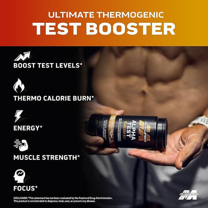 MuscleTech Thermogenic Testosterone Booster for Men, AlphaTest Thermo - T-Boost Mens Supplement
