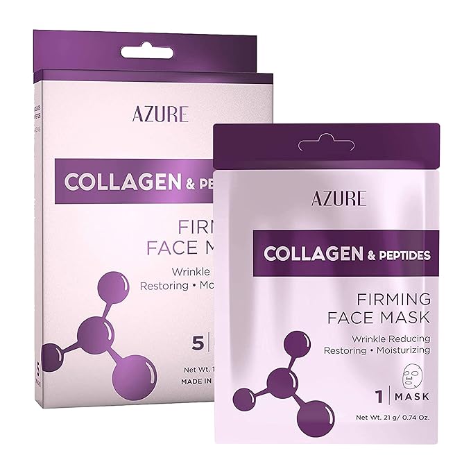 Azure Cosmetics Collagen & Peptides Lifting Facial Sheet - Restoring, Smoothing & Moisturizing Face