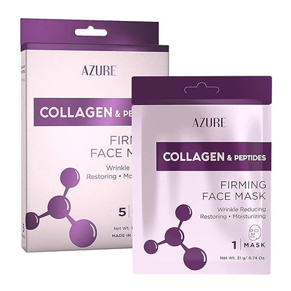 Azure Cosmetics Collagen & Peptides Lifting Facial Sheet - Restoring, Smoothing & Moisturizing Face