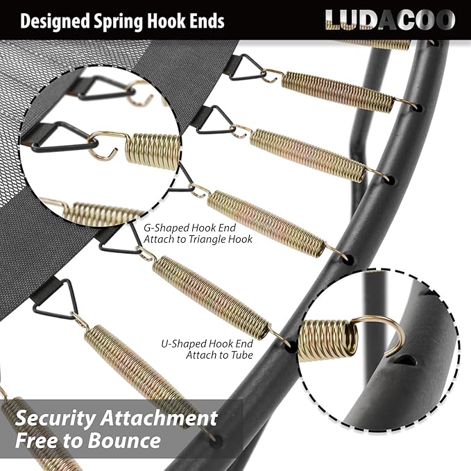 3.5"-8.5" Trampoline Springs, Heavy Duty Stainless Steel Trampoline Accessories with Swivel &