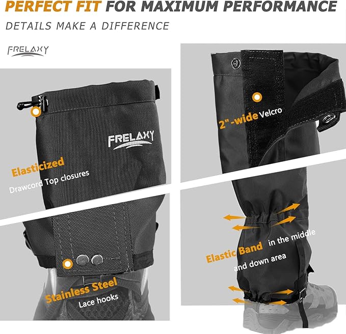Frelaxy Leg Gaiters Ultra HIGH-Performance Hunting Gaiters, 100% Waterproof Hiking Gaiters with