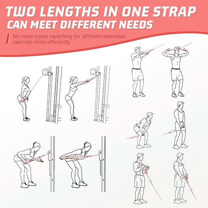 Tricep Rope Cable Attachment (Two Lengths Built in One) Greater Range of Motion,Tricep Pull Down
