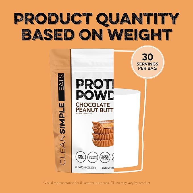 Clean Simple Eats Whey Protein Powder, Chocolate Peanut Butter Flavor Naturally Sweetened, 100%