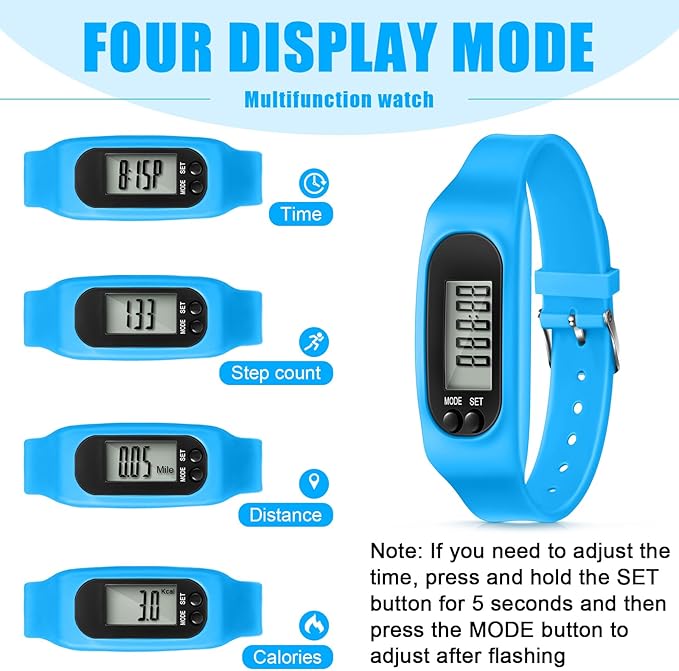 Geyoga 24 Pcs Pedometer for Walking Steps and Miles Pedometer Watch Silicone Steps Tracker Running