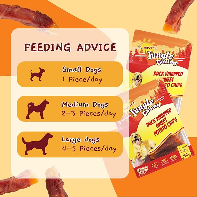 Jungle Calling Sweet Potato & Duck Dog Treats, Vegetarian, Nutritious and Delicious Snacks for Your