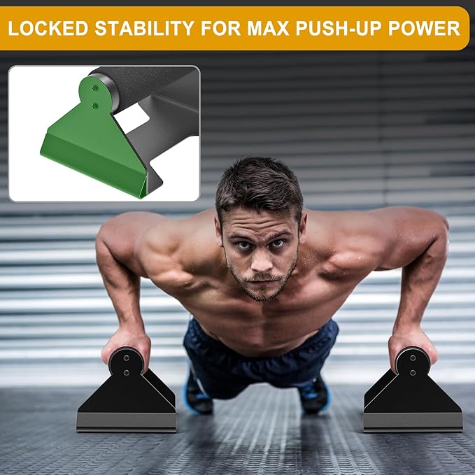Kipika Push Up Bars, Pushup Stands, Ergonomic Wooden Handles, Anti-slip Rubber Base Pads