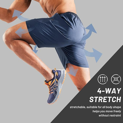 MIER Men's Quick Dry Running Shorts with Zipper Pocket, Elastic Waist Athletic Workout Exercise