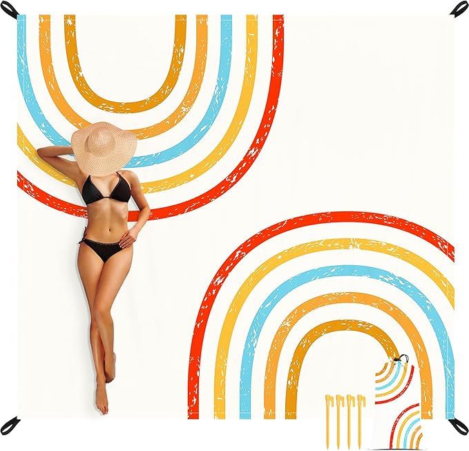 110''×118'' Beach Blanket, Waterproof Sandproof Beach Mat Lightweight Outdoor Picnic Blanket for