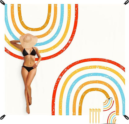 110''×118'' Beach Blanket, Waterproof Sandproof Beach Mat Lightweight Outdoor Picnic Blanket for