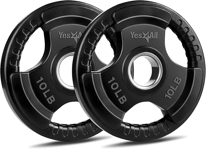 Yes4All Rubber Grip Plates for Barbell, 2-Inch Weight Plates for Weightlifting and Strength