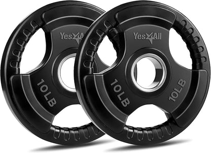 Yes4All Rubber Grip Plates for Barbell, 2-Inch Weight Plates for Weightlifting and Strength