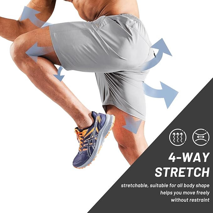 MIER Men's Quick Dry Running Shorts with Zipper Pocket, Elastic Waist Athletic Workout Exercise