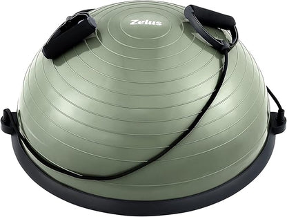 ZELUS Balance Ball Trainer with Resistance Bands and Foot Pump, Inflatable Yoga Ball for Home Gym