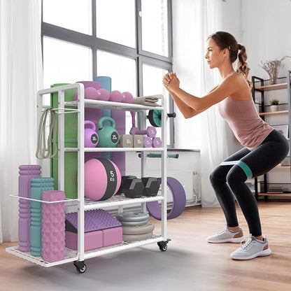 4-Tier Dumbbell Rack Stand Only, Adjustable Weight Rack for Dumbbells Kettlebells Yoga Mat, Home