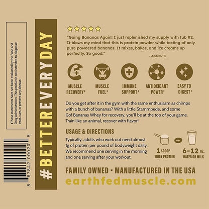 Earth Fed Muscle Go!?¯Bananas Irish Grass?‘Fed Whey Protein Isolate ??All Natural Banana Flavor