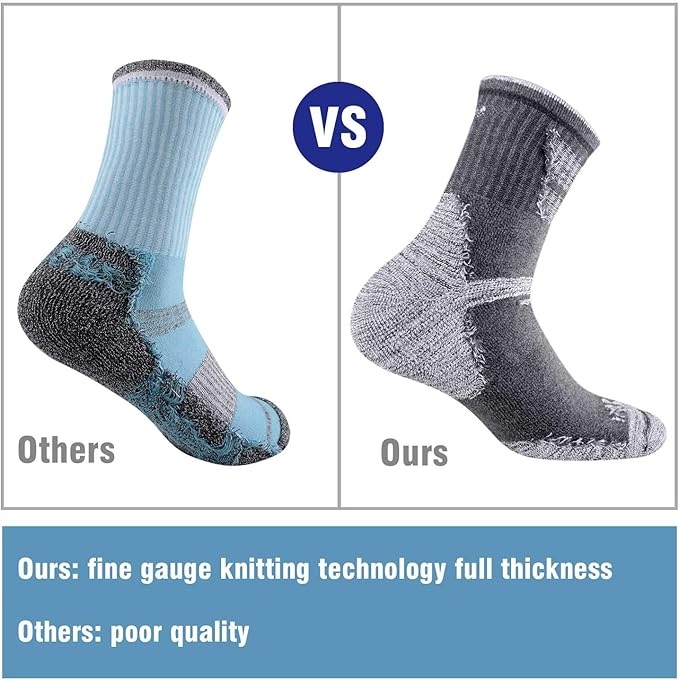 FEIDEER Men's Hiking Walking Socks, Multi-pack Wicking Cushioned Outdoor Recreation Quarter Crew