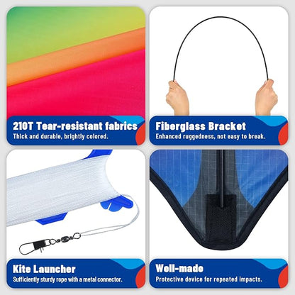 Delta Kite Two Set for Kids and Adults,Easy to Fly Outdoor Fun Kites, Perfect for Beaches and