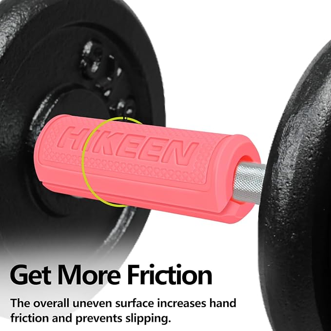 Hikeen Thick Bar Dumbbell Grips,Non Slip Hard Rubber Barbell Grips,Grips for Weight Lifting, Muscle