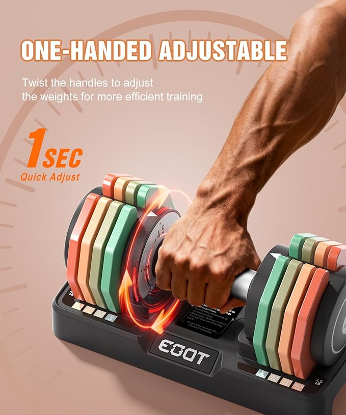 Adjustable Dumbbells Set/Single, 12.5LB/22.5LB/55LB 5 in 1 Free Adjustable Dumbbell Set with