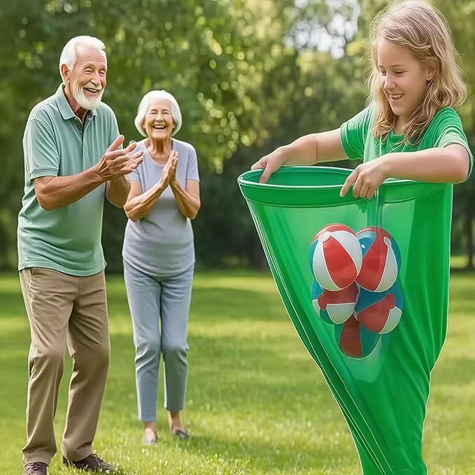 Giant Granny Pants Toss Game Set - Funny Outdoor Party Game with 1 Pair of Giant Pants, 6 Bouncy