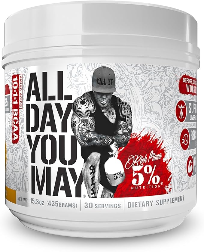 5% Nutrition Rich Piana AllDayYouMay BCAA Powder | Premium Intra & Post Workout Amino Acids