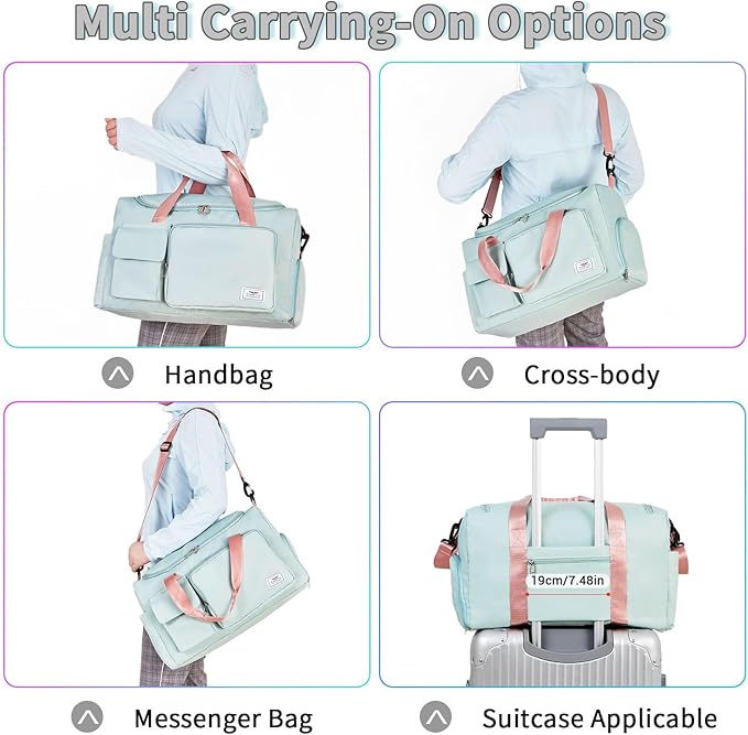 FIORETTO Women's Gym Duffle Bag with Shoes Compartment, 37L Capacity, Ideal for Travel, Gym