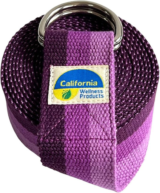 California Yoga Strap | Yoga Belt with Safe Adjustable D-Ring Buckle for Pilates | Stretching Strap