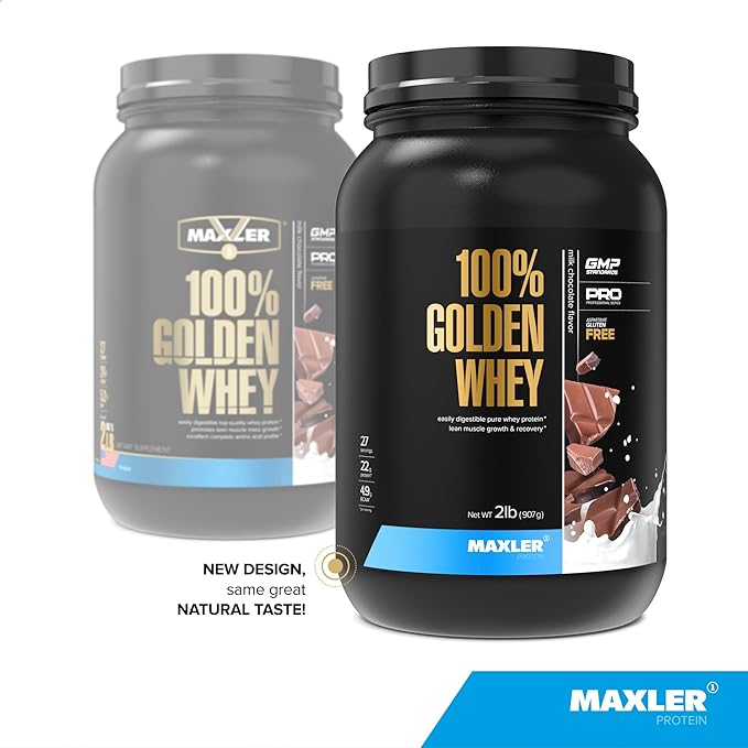 Maxler 100% Golden Whey Protein - 22g Protein per Serving - Premium Whey Protein Powder for Pre