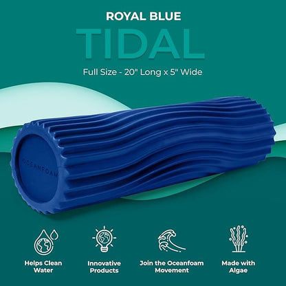 Oceanfoam Tidal Roller - Royal Blue - Muscle Massage Foam Roller for Back Pain & Stretching - Firm