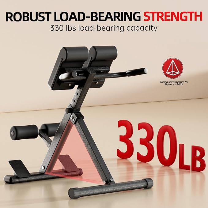 Roman Chair Hyperextension Bench – Adjustable Back Extension Machine for Glutes, Hamstrings & Lower