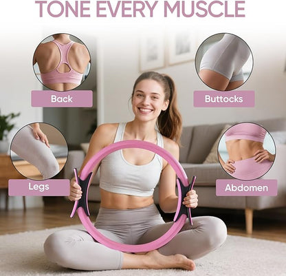 Home Pilates Kit for Women Pilates Equipment Ring and Ball Set Magic Circle Hoop with 5 Resistance