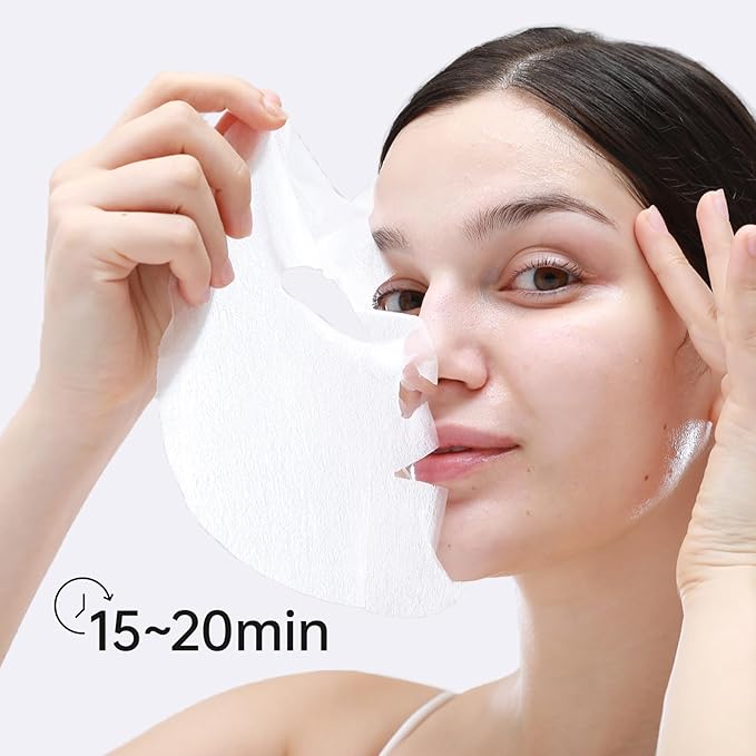 '+WIS+ Hyaluronic Acid Face Mask 24 EA with Hyaluronic Acid Serum and Vitamin B5, Hydrating Facial