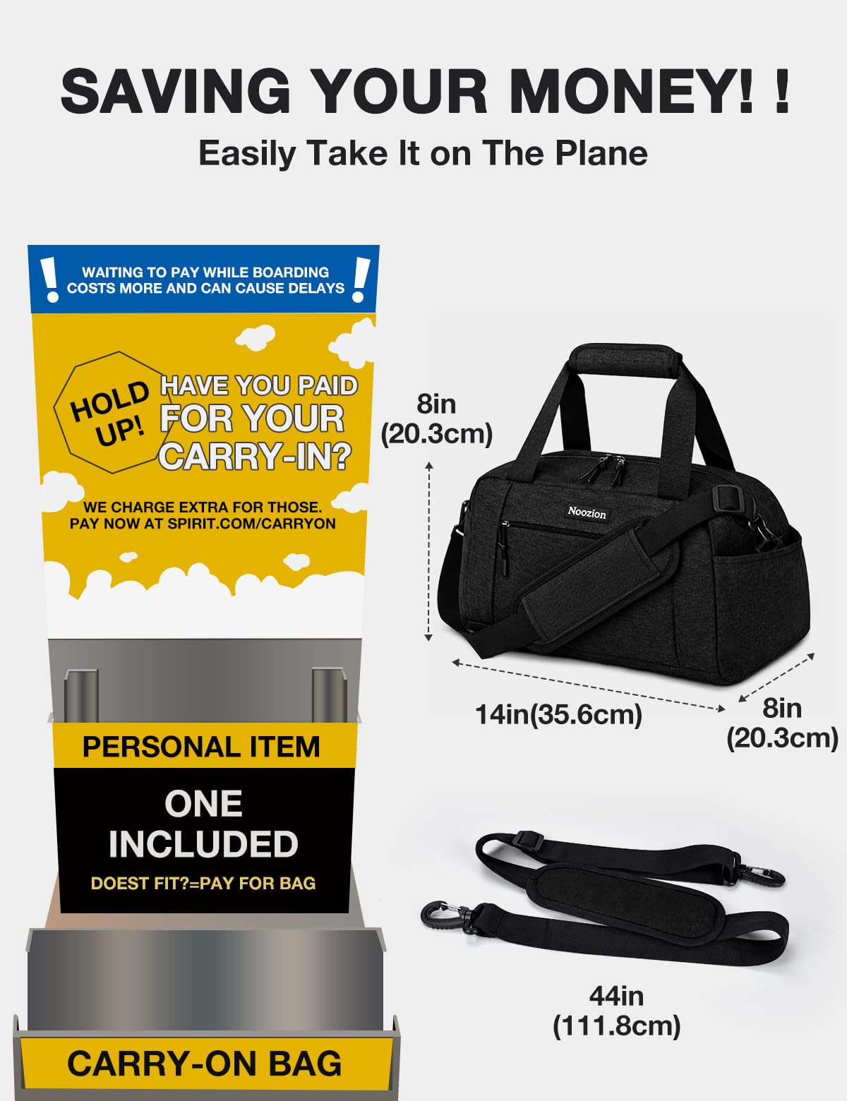 Noozion 14 inch Small Gym Bag for Women & Men, Lightweight Carry On Mini Duffle Bag with Multiple