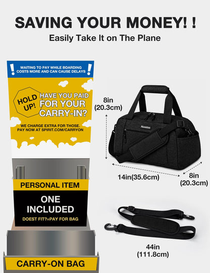 Noozion 14 inch Small Gym Bag for Women & Men, Lightweight Carry On Mini Duffle Bag with Multiple
