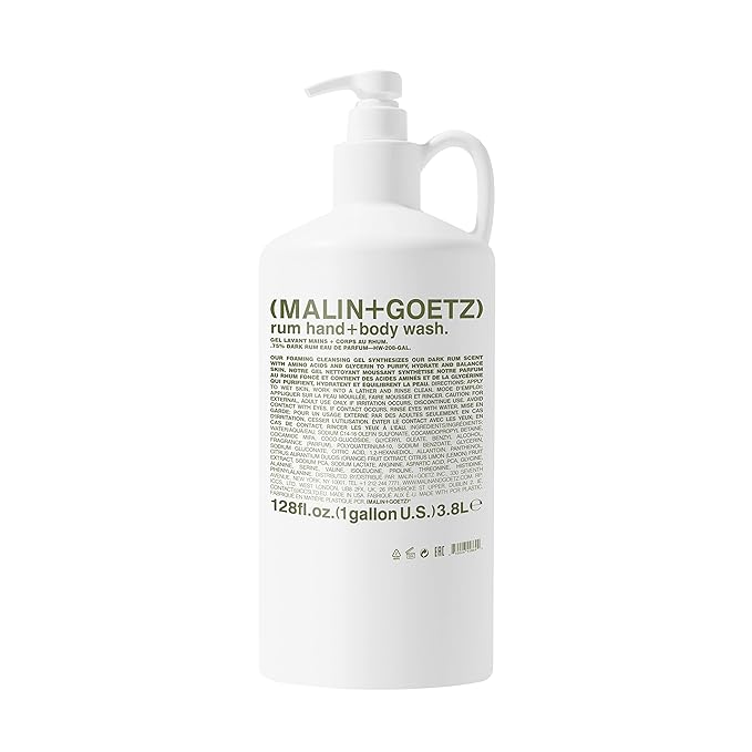 MALIN+GOETZ Rum Hand + Body Wash, 128 Fl. Oz. – Allows Up to 15 Refills, Natural Cleansing