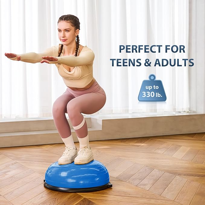 ZELUS Balance Ball Trainer with Resistance Bands and Foot Pump, Inflatable Yoga Ball for Home Gym