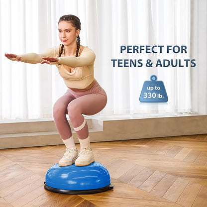 ZELUS Balance Ball Trainer with Resistance Bands and Foot Pump, Inflatable Yoga Ball for Home Gym