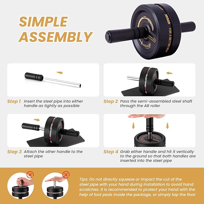 Upgraded Ab Roller Wheel. Abdominal Training Roller for Men/Women, Abdominal Wheels Widened to 3.4