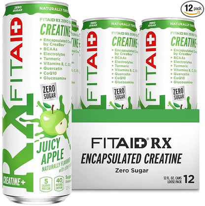 FITAID RX Zero Sugar, Encapsulated Creatine, Workout Recovery Drink, All-In-One Blend, BCAAs