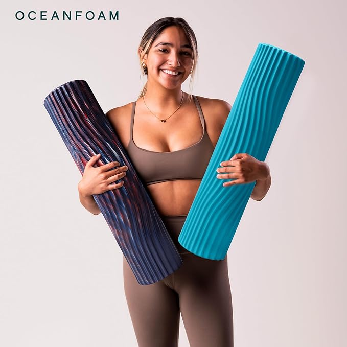 Oceanfoam Tsunami Roller (Miami Blue) - Soft, Textured Foam Roller for Physical Therapy, Back Pain